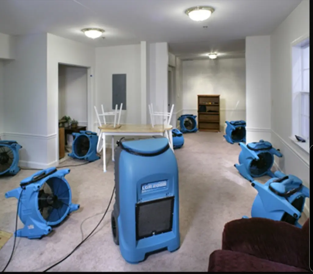 Air movers and dehumidifier setup for Water Damage Restoration in Hope Mills
